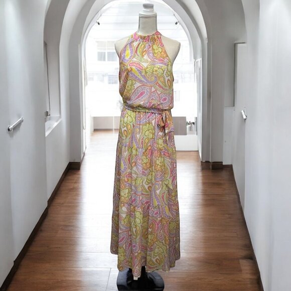 Julia Jordan Feminine Paisley Tiered Halter Midi Dress Size 6 NWT - Picture 1 of 12